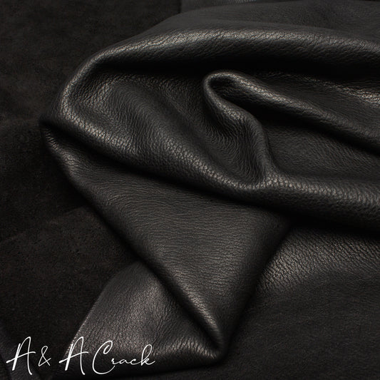 VEG TAN VACHETTA TUMBLED SIDES - BLACK - 1.8/2.0mm