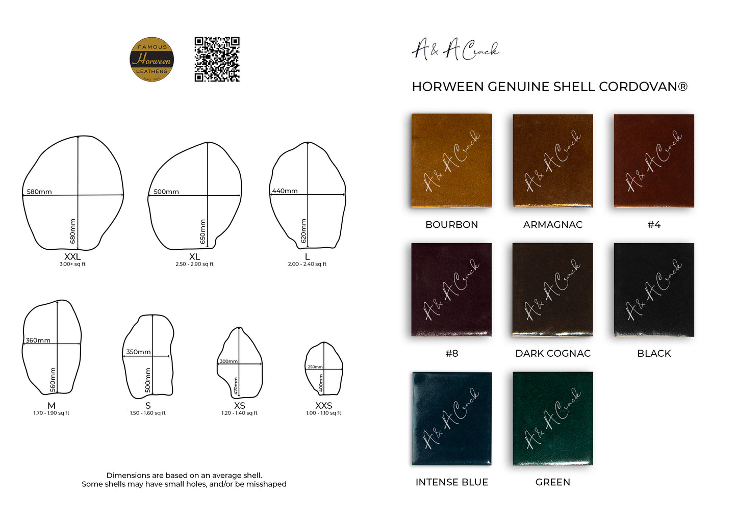 HORWEEN GENUINE SHELL CORDOVAN® - COLOUR CARD