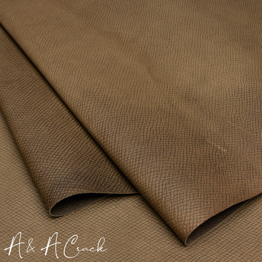 VEG TAN HATCH CALF SIDES - LIMESTONE - 1.0/1.2mm