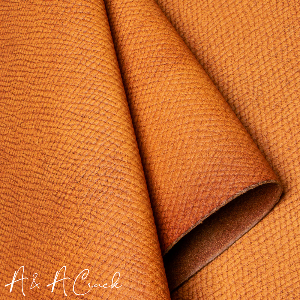 VEG TAN HATCH CALF SIDES - RUSTIC TAN - 1.0/1.2mm