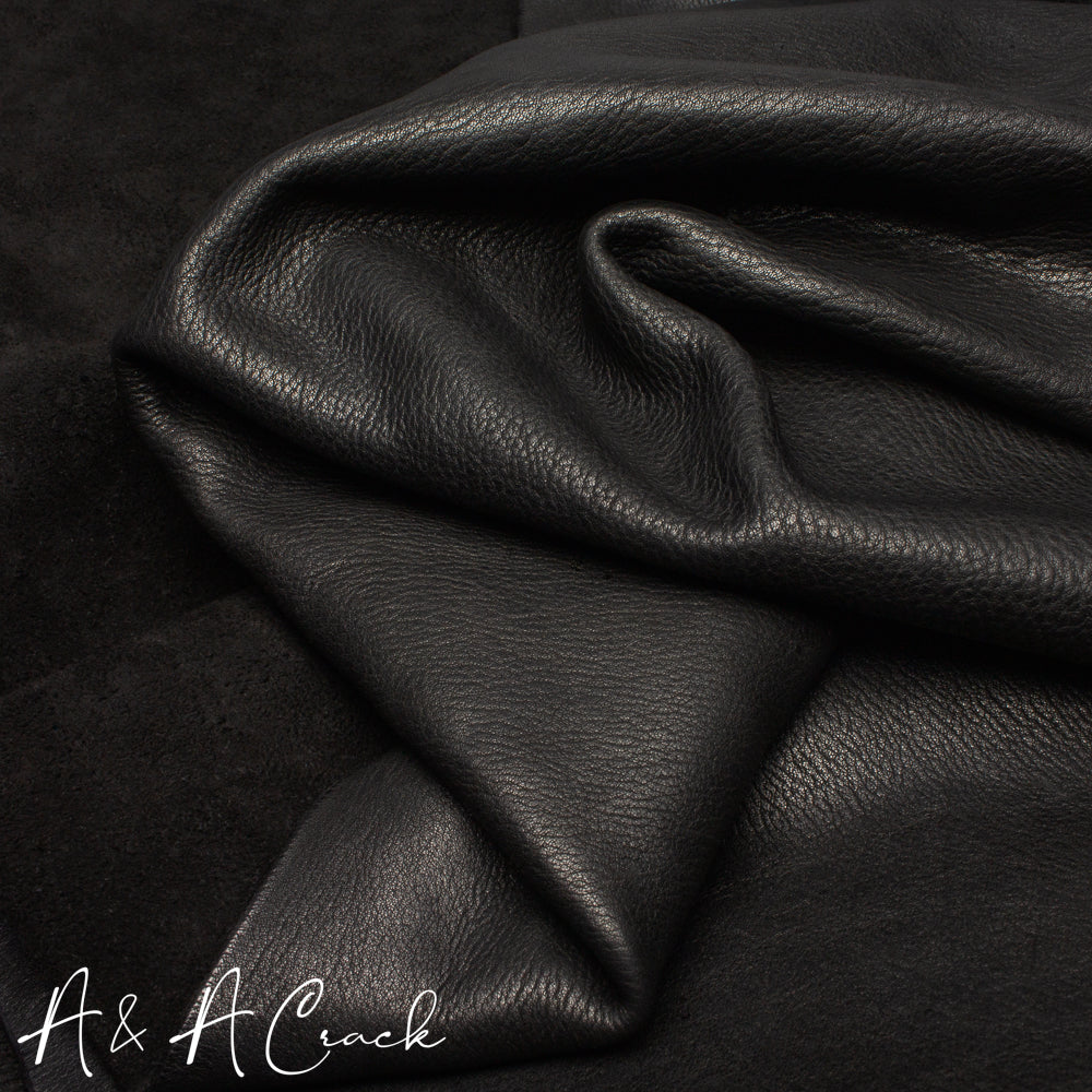 VEG TAN VACHETTA TUMBLED SIDES - BLACK - 1.8/2.0mm