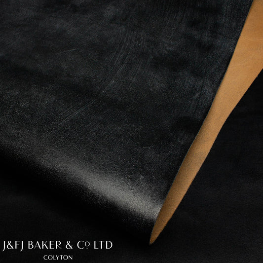 J&FJ BAKER WAXED FLESH CALF - BLACK - 1.3/1.5mm