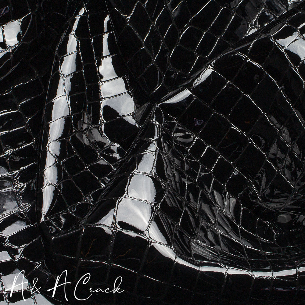 MOCK CROC PATENT - BLACK - 1.0/1.2mm