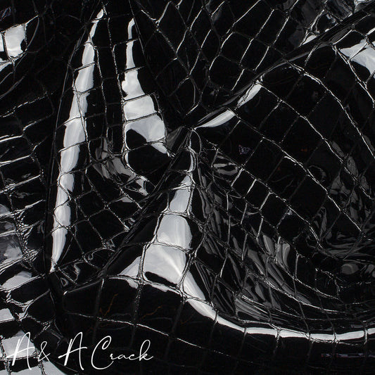 MOCK CROC PATENT - BLACK - 1.0/1.2mm
