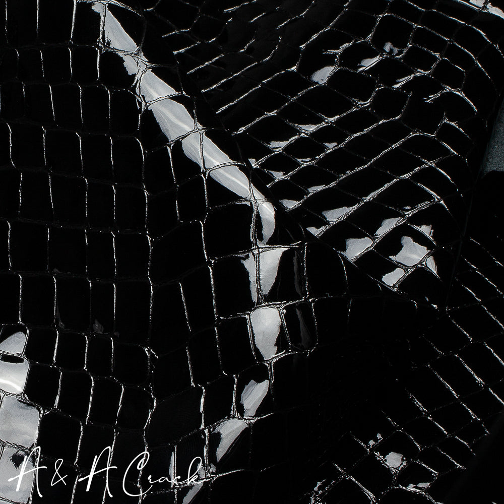 MOCK CROC PATENT - BLACK - 1.0/1.2mm